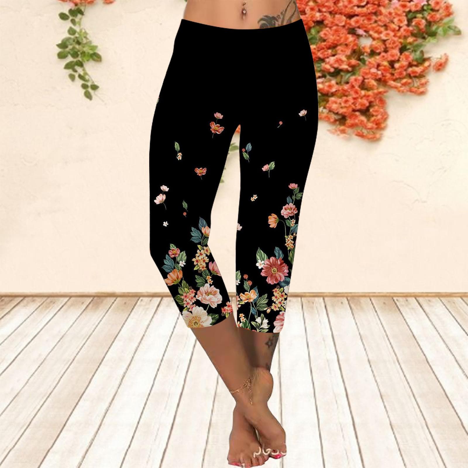 Long Pants, Summer Short Leggings, Short Tight Pants, Plus Size Leggins, Women's Slim Fit, 3D Dark Night Floral Print Pants 5XL pink