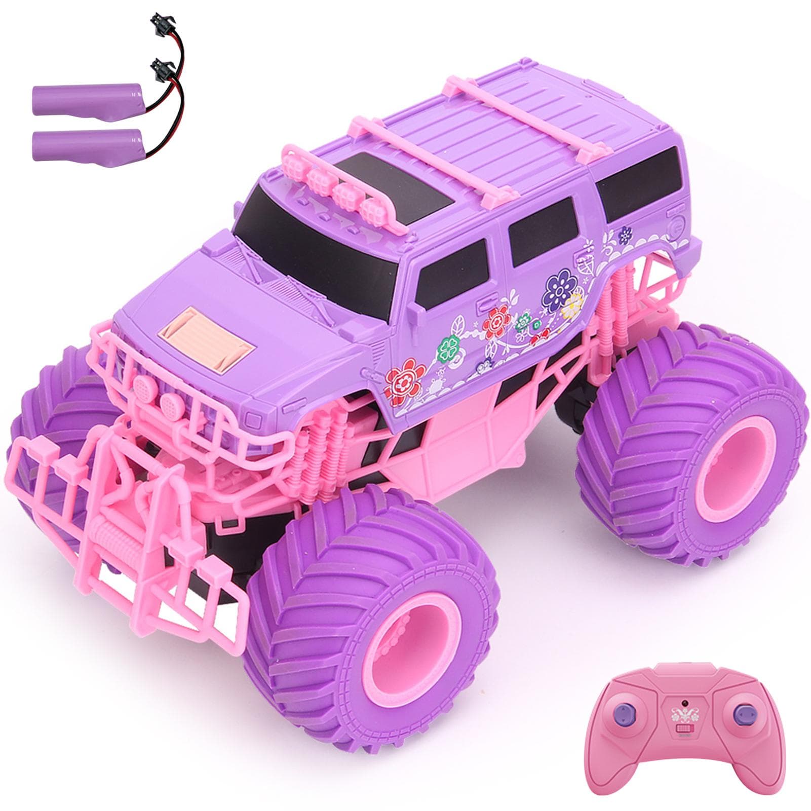 Remote Control Car for Girls 2.4GHz Pink Purple Remote Control Climbing Car Rechargeable Off-Road Style A 2 Battery pink/purple