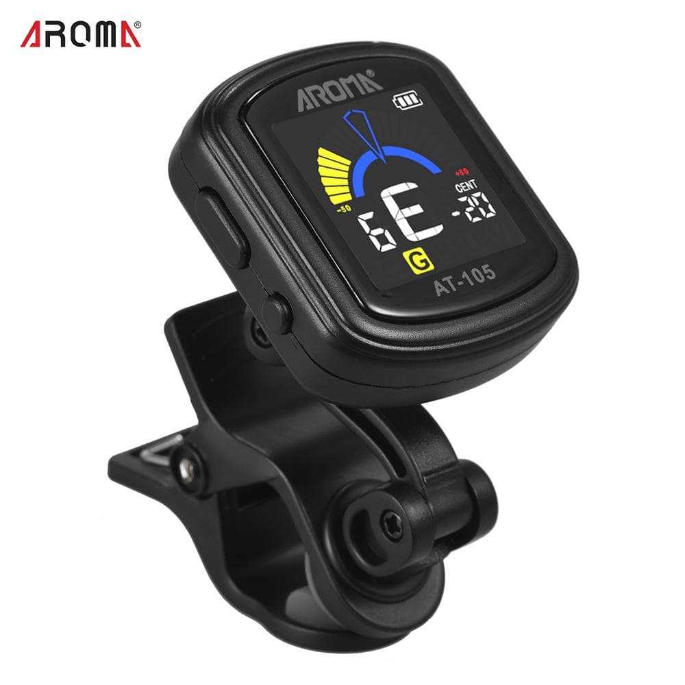 AROMA AT-105 Rechargeable Clip-on Tuner Color Screen Built-in Battery for
