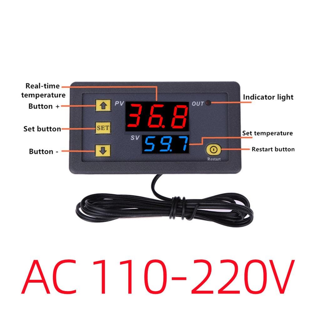 W3230 Digital Temperature Controller LED Display 12V/24V/AC110-220V Microcomputer Thermostat Switch Regulator Heat/Cooling Thermoregulator With Sensor 110~220V