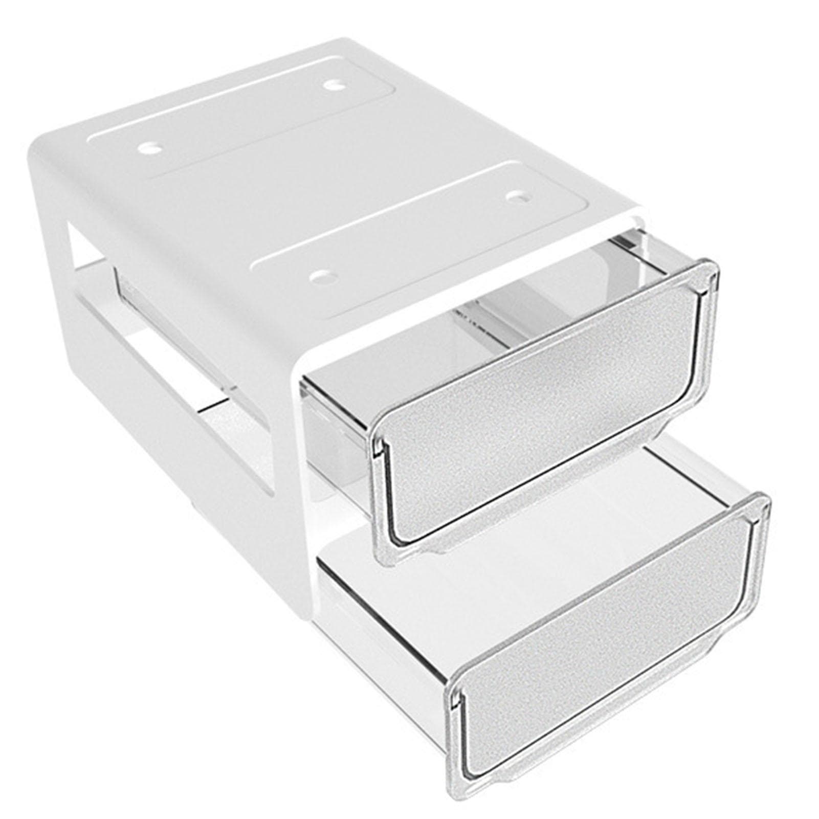 Under Desk Invisible Drawer Stationery Organizer Dormitory Desk Space-saving Storage Two-layer S white