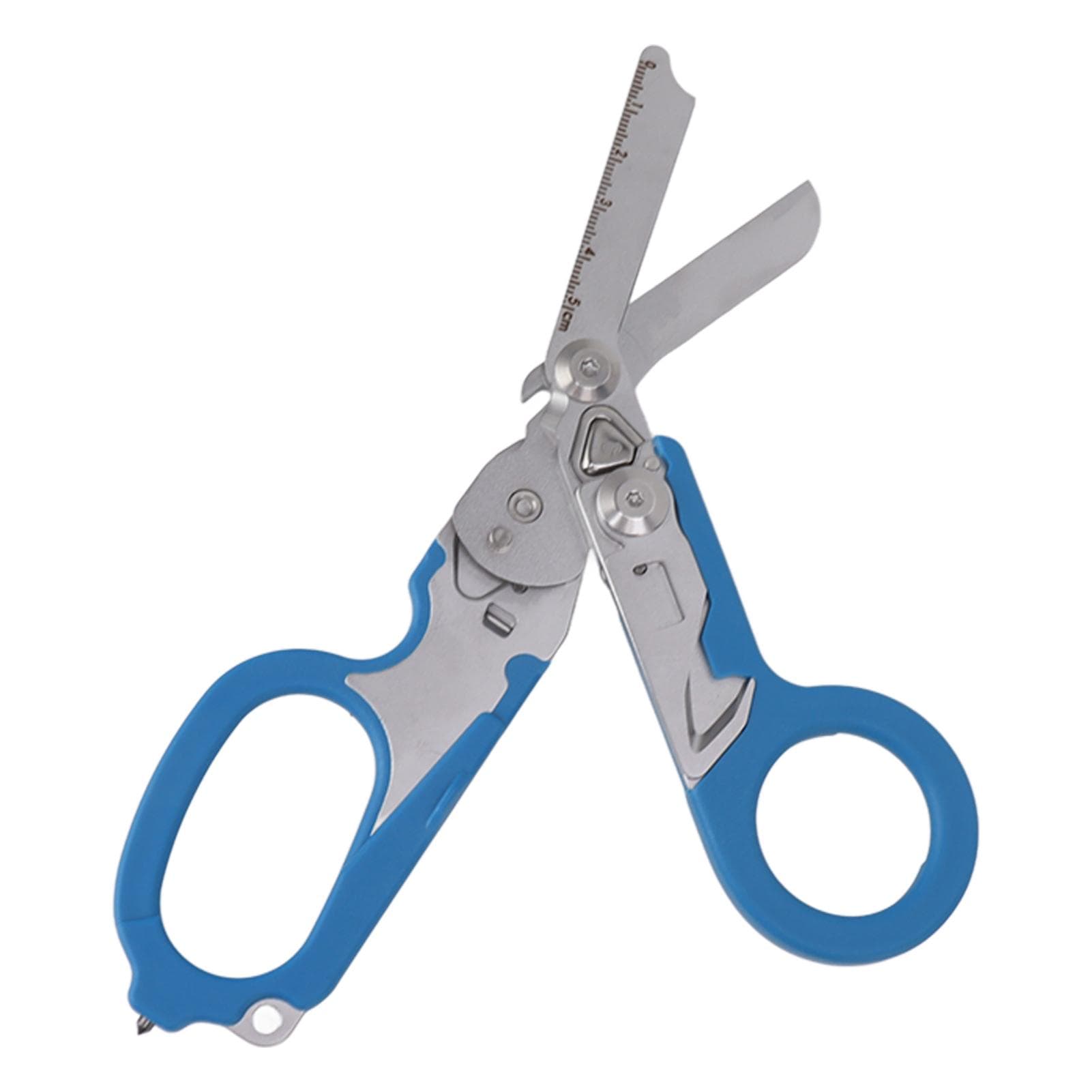 Emergency Response Shears Stainless Steel Multifunctional Foldable Scissors Pliers for Outdoor blue