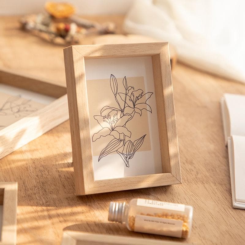 Wooden Photo Frame Picture Frames Shadow Box Frame Wall Photo Card Holder Certificate Specimen Dry Flower Holder Desktop Decor 5in (8.9x12.7cm)