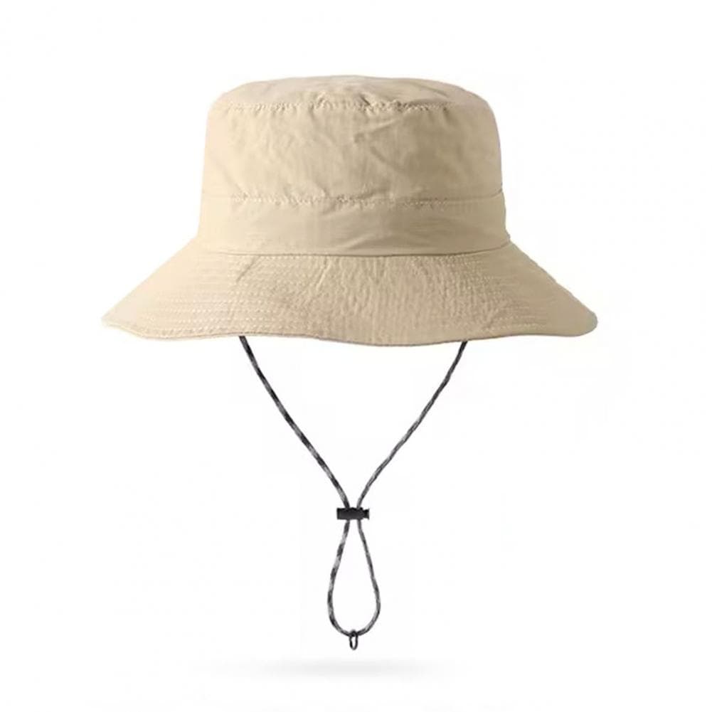 Unisex Fisherman Hat Large Brim Windproof Chin Strap Anti UV Sunlight Quick Dry Great Breathability Outdoor Fishing T One Size khaki