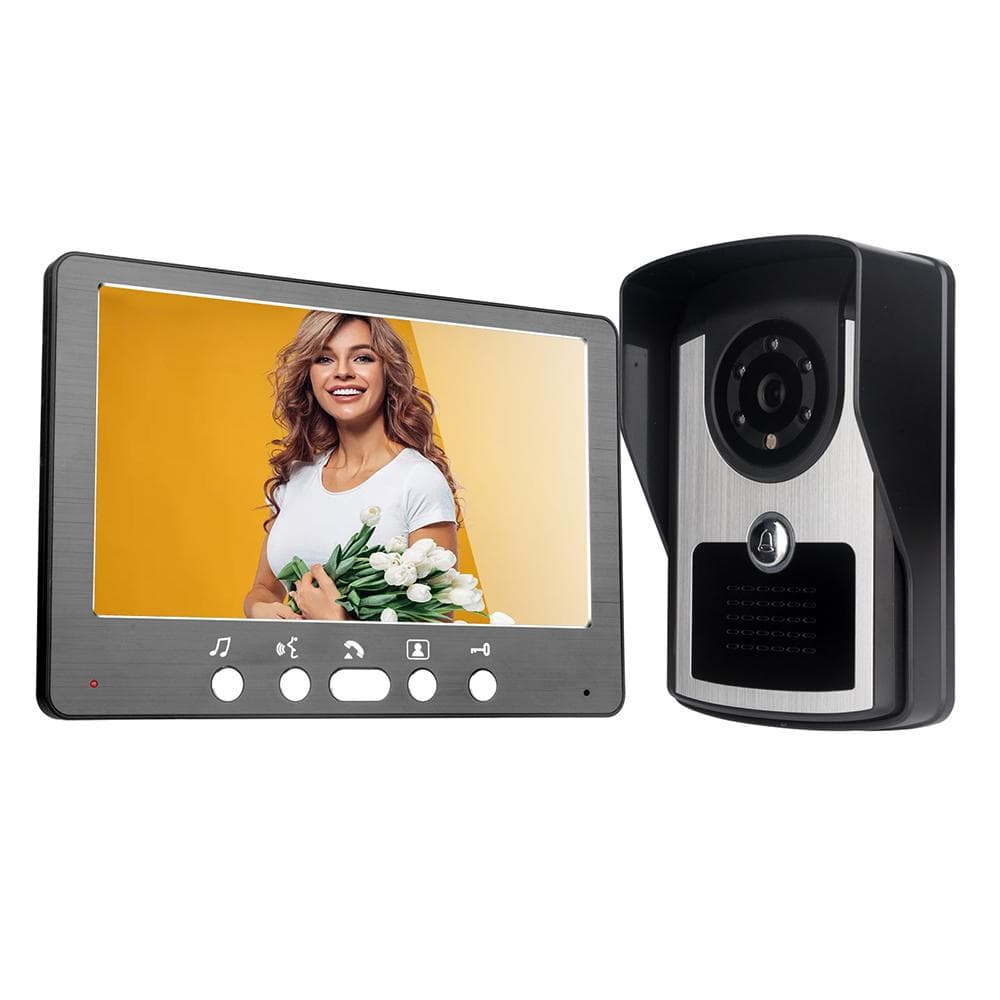 Smart WiFi Doorbell Video Intercom Doorbell with Camera Video Doorbell 7 inch LCD Screen Support US PLUG black