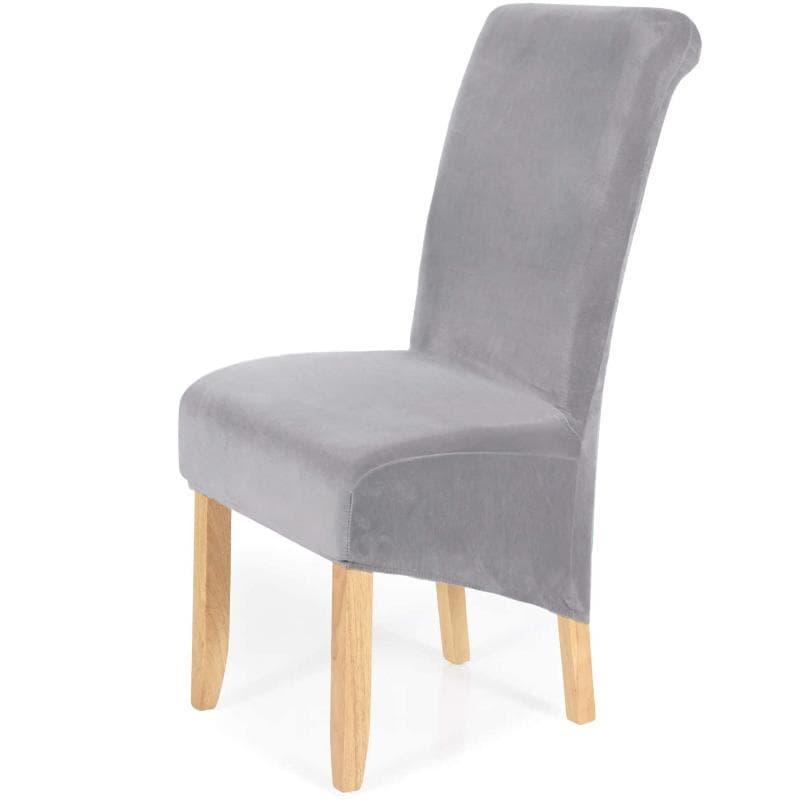 Stretch Velvet Dining Chair Covers Removable Washable Large Soft Dining Chair Slipcovers light grey