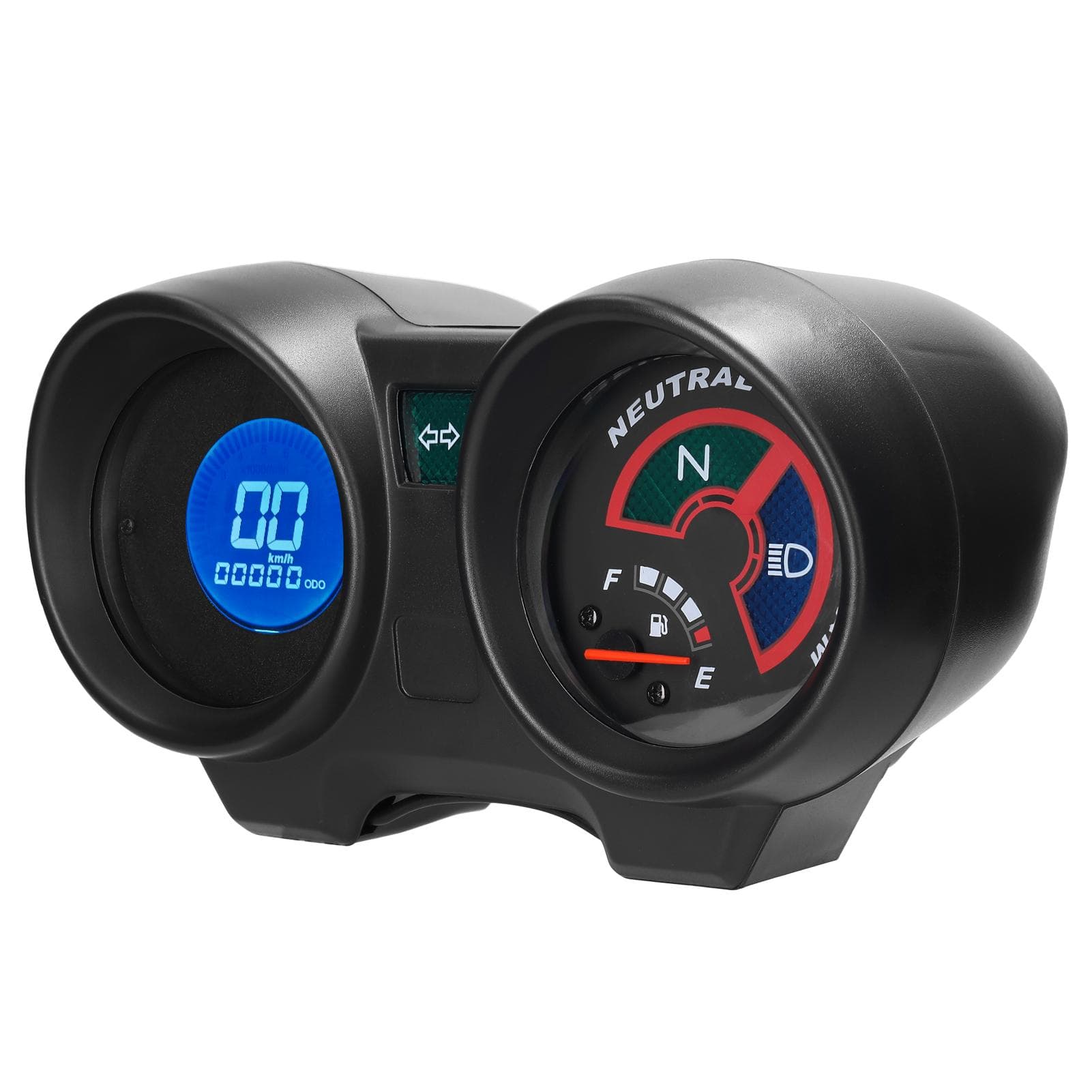 LCD Motorcycle Speedometer Odometer 10000RPM 199KMH Electric Tachometer Fuel Level Guage 12V black