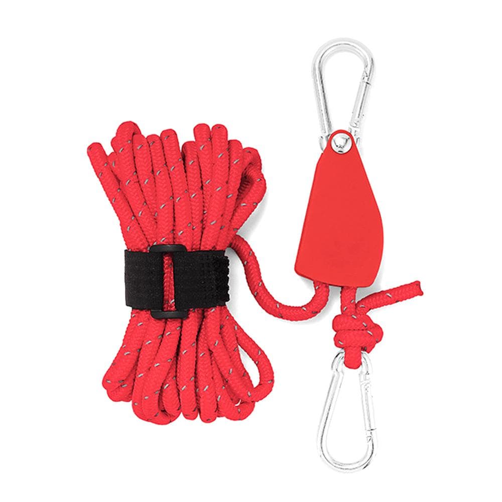 Outdoor Camping Thicken Pulley Rope Adjustable Tent Canopy Rope Lifting Pulley Hook Tent Canopy L red