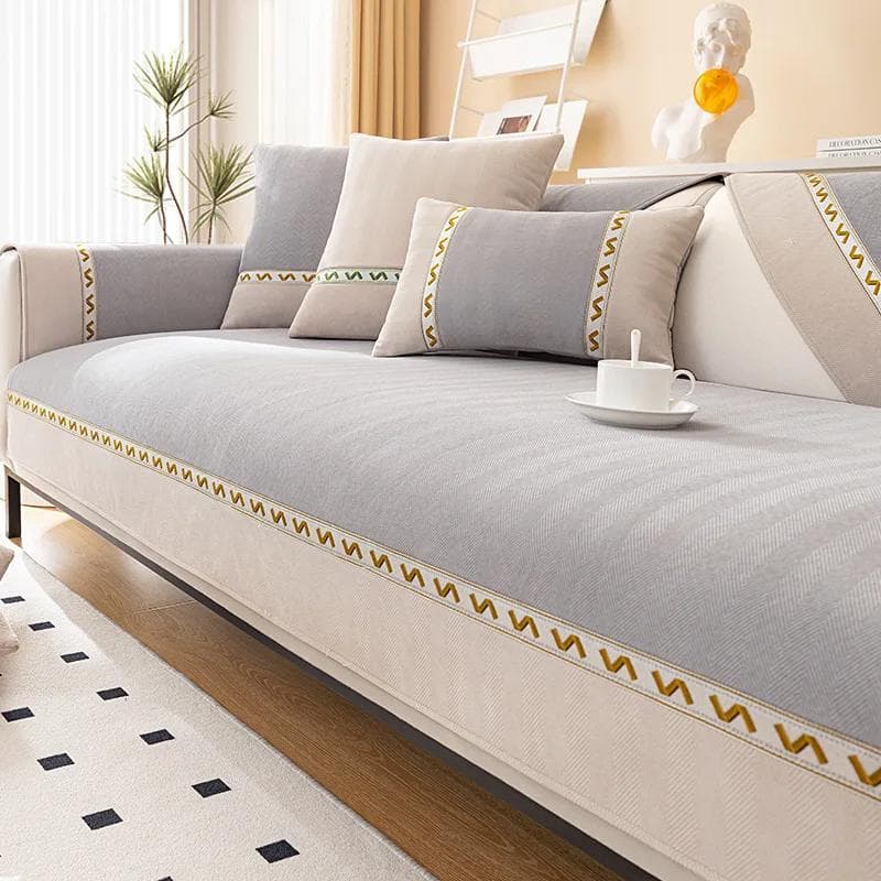 Modern Simple Sofa Cover Four Seasons Universal Leather Non-slip Chenille Sofa Cushion Solid Color White Wide Edge Sofa Towel 70x70cm 1pcs