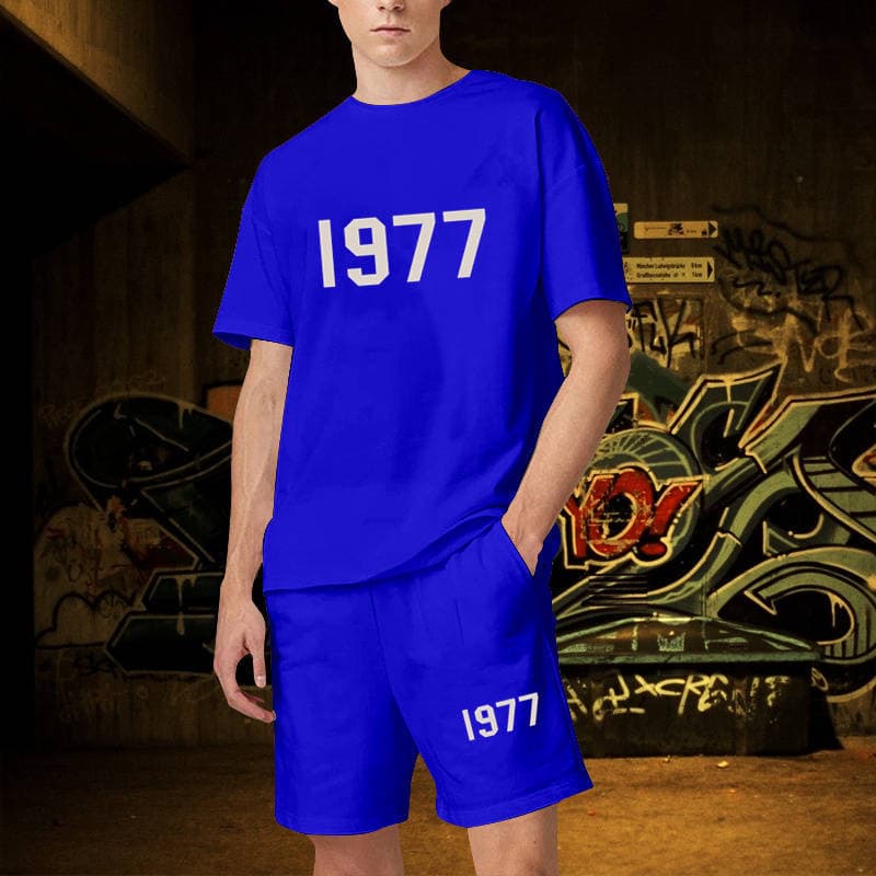1977 Luxury Men Short Sets Women Designer Clothes Graphic Oversized Harajuku y2k T Shirt Shorts Brand High Quality XL