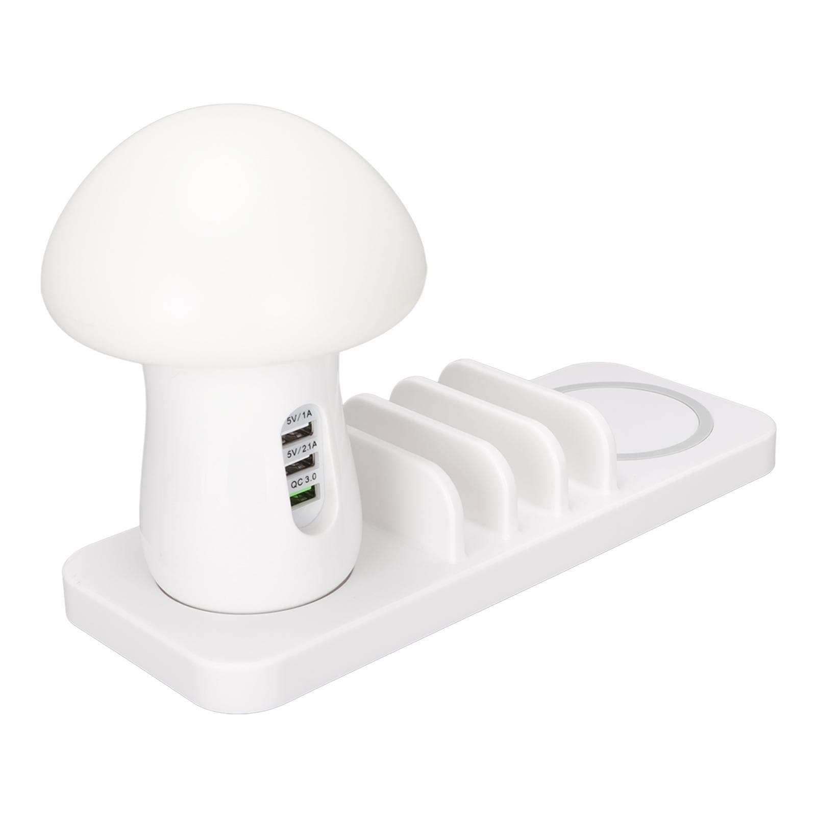 Wireless Charging Stand 10W USB Fast Charge Mushroom Night Light Multiport Wireless Phone Charger US Plug