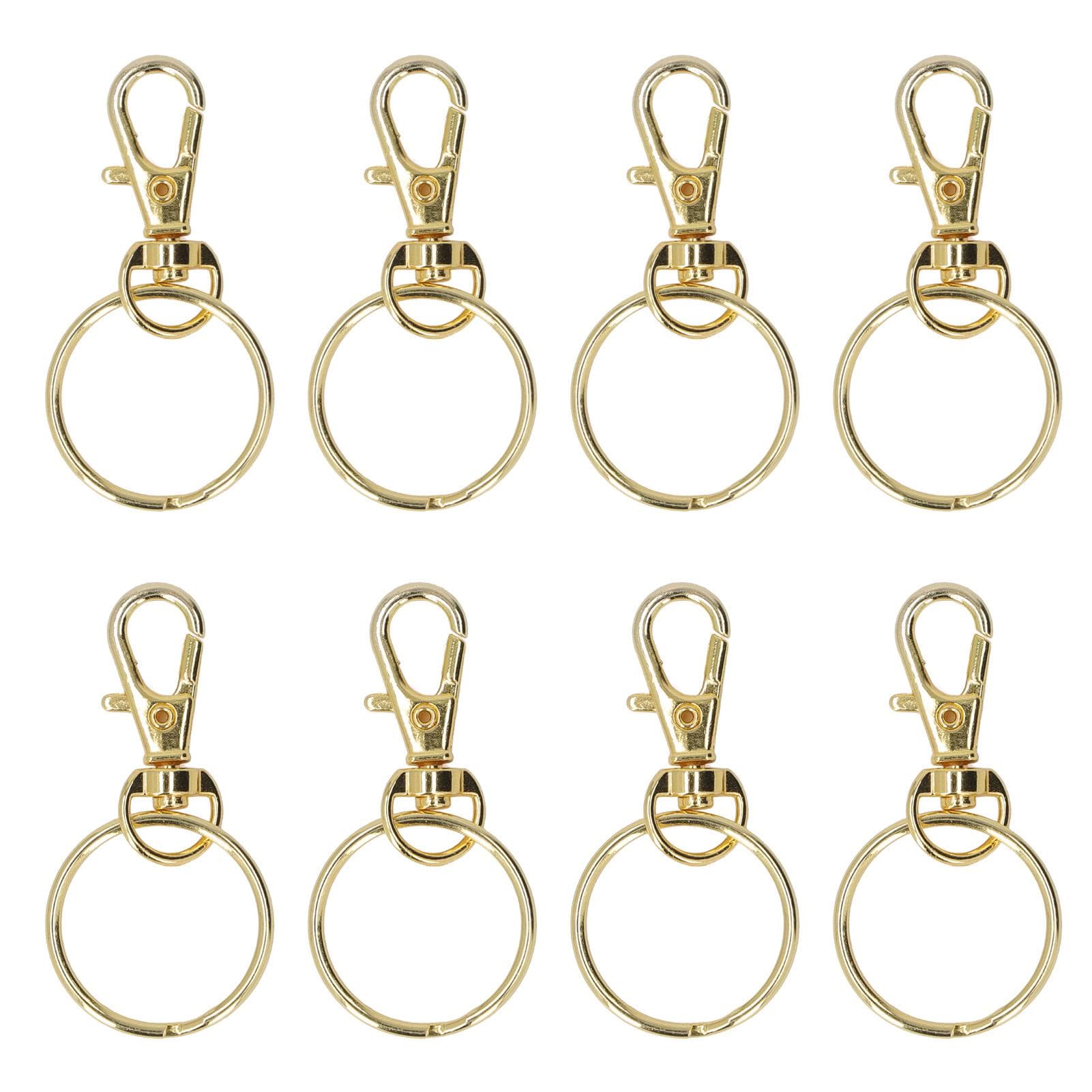 100PCS Gold Lobster Claw Clasp with Key Rings Rustproof Metal Keychain Clip for DIY Keychain