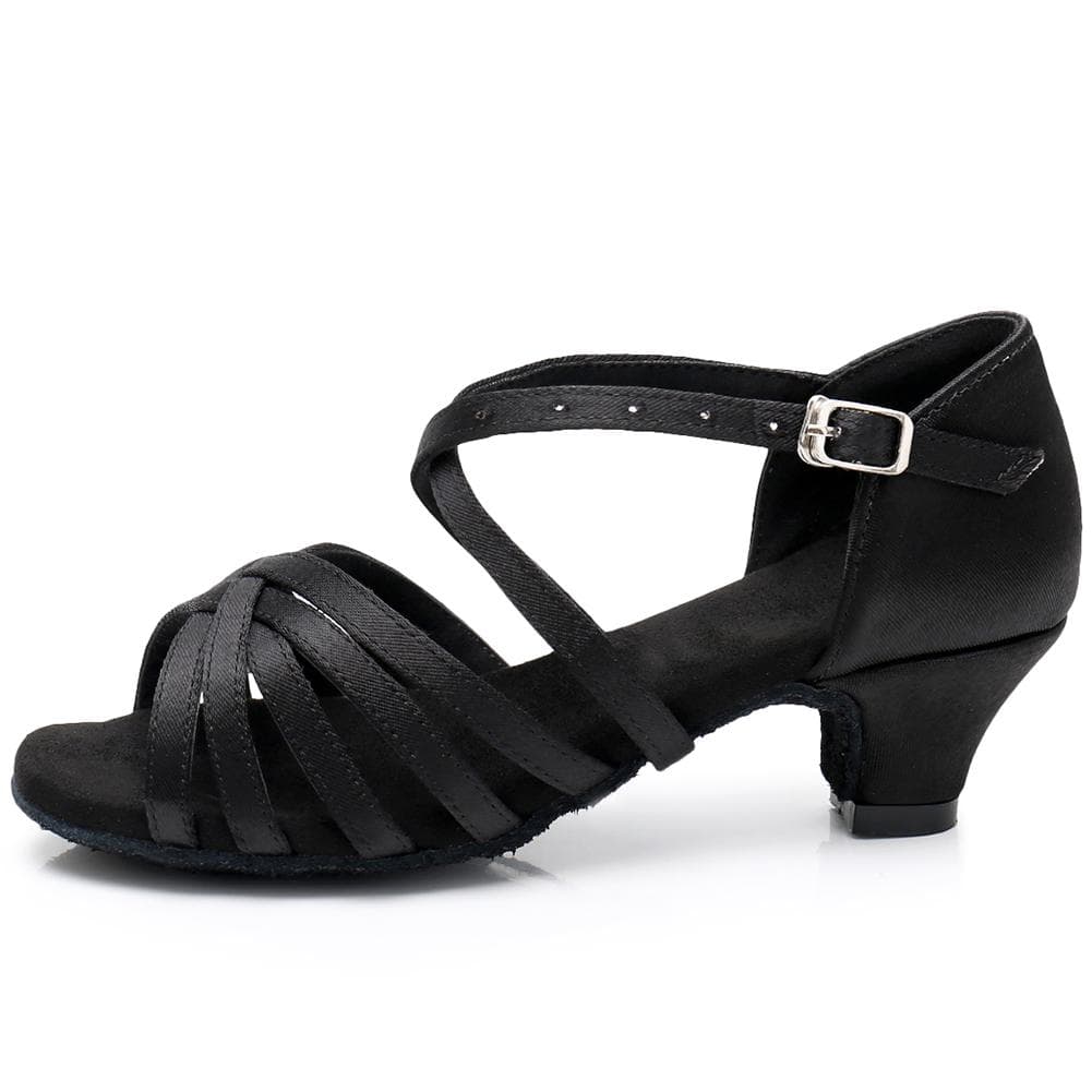 Salsa Latin Ballroom Dance Shoes 4cm Heels Dancing for Women Girls Practicing Dance Shoes 38 black