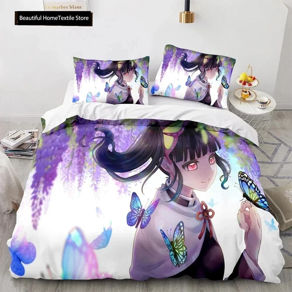 Demon Slayer 3d Bedding Set Anime Duvet Cover Pillowcases Single Twin Full Queen King Size Boys Girls Boys Gift Home Decor AU Single 140x210cm
