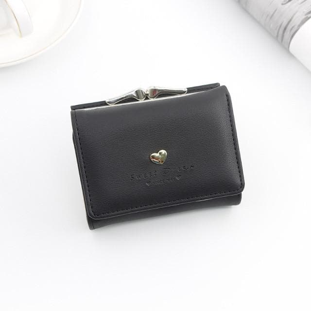 Aliwood Women's Wallet Short Cartoon Cute Zero Wallet Coin Purses Bag Girl Small Lady Wallet Cardholder black