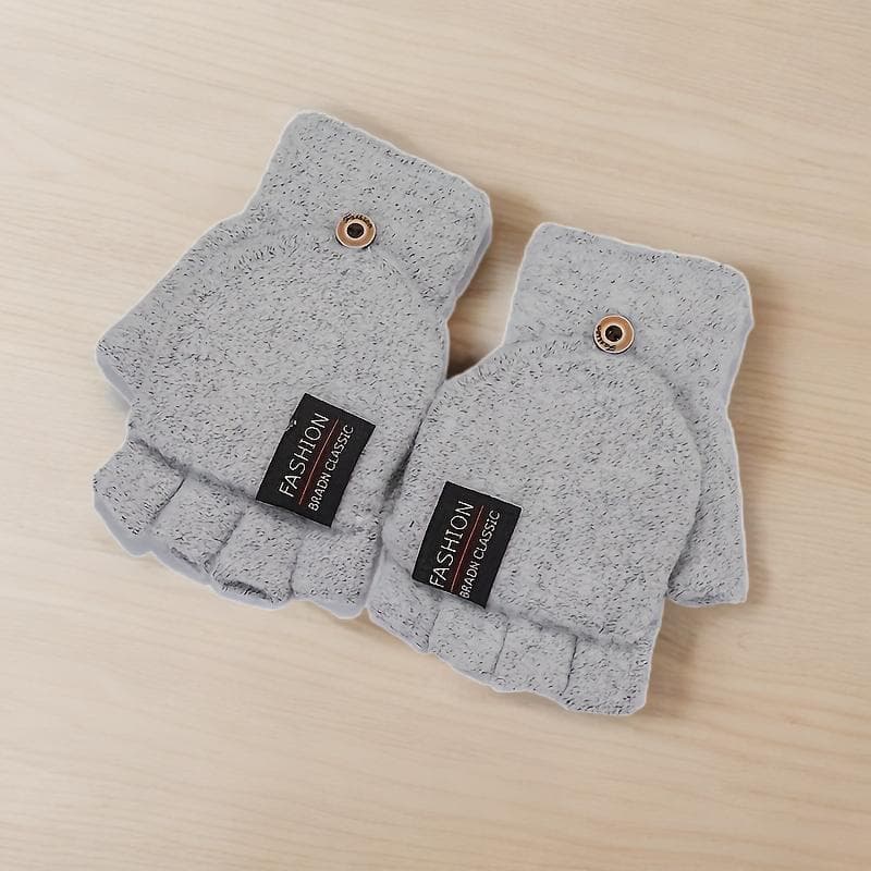 1 USB Port, 5-volt Electric Heating Gloves, Flip Half-finger Design, 5-finger Back-of-hand Heating, Suitable for Winter Office Computer one pair grey