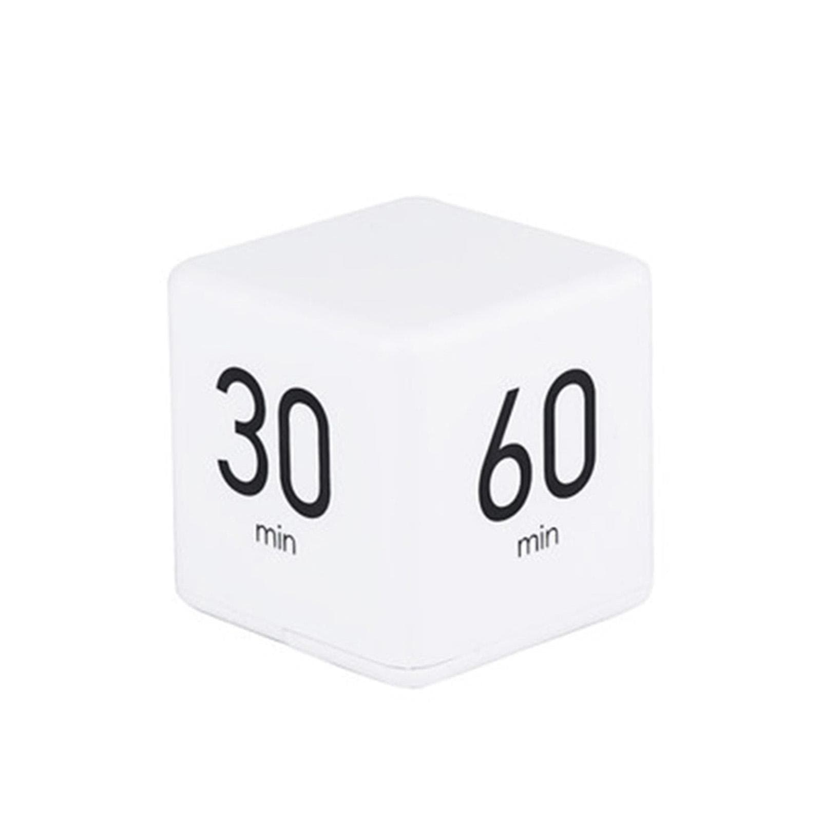 Portable Cube Timer Digital Kitchen Timer Countdown Alarm 15-20-30-60 Minutes Flip Timing with 15-20-30-60 white