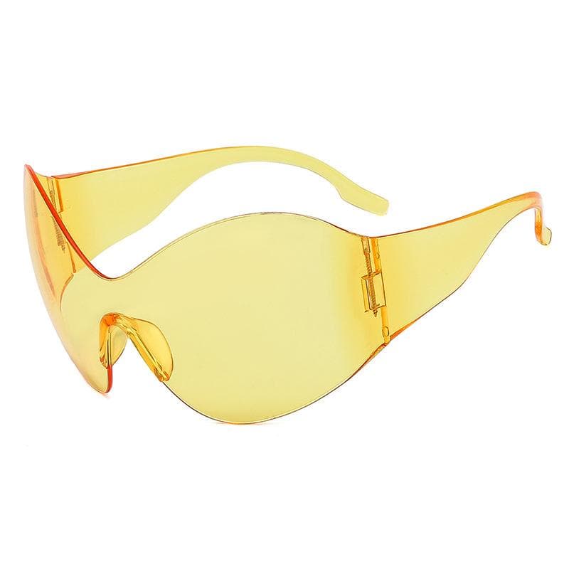 Y2K Sports Sunglasses Women Men Rimless Wrap Around Sun Glasses Luxury Designer Futuristic Shield Eyewear Shades As shown