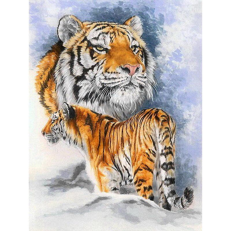 Full Round Drill Diamond Embroidery Domineering Tiger DIY Diamond Painting Cross Stitch Rhinestone 20X30CM