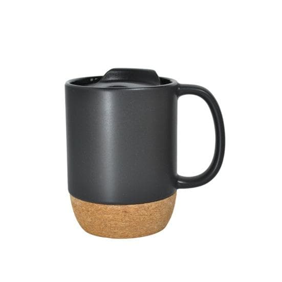 350ML Matte Black Coffee Mug with Grip Handle Cork Bottom Detachable Dustproof Lid Heat-Resistant Ceramic Tea Milk Water Cup Birthday Gift black