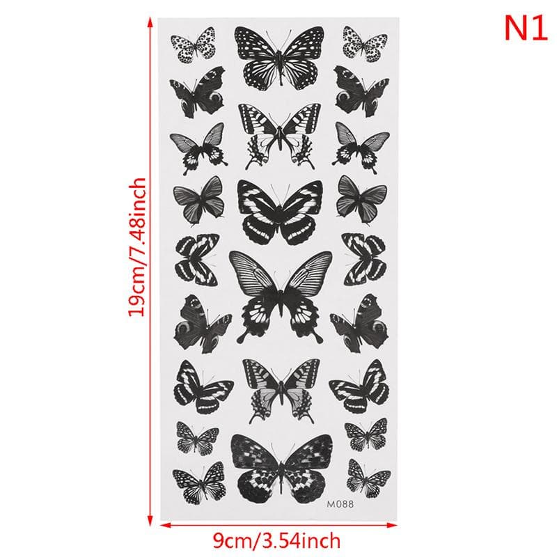 1 Sheet Waterproof Temporary Tattoo Sticker 3D Butterfly Fake Tattoo Leg Arm Art