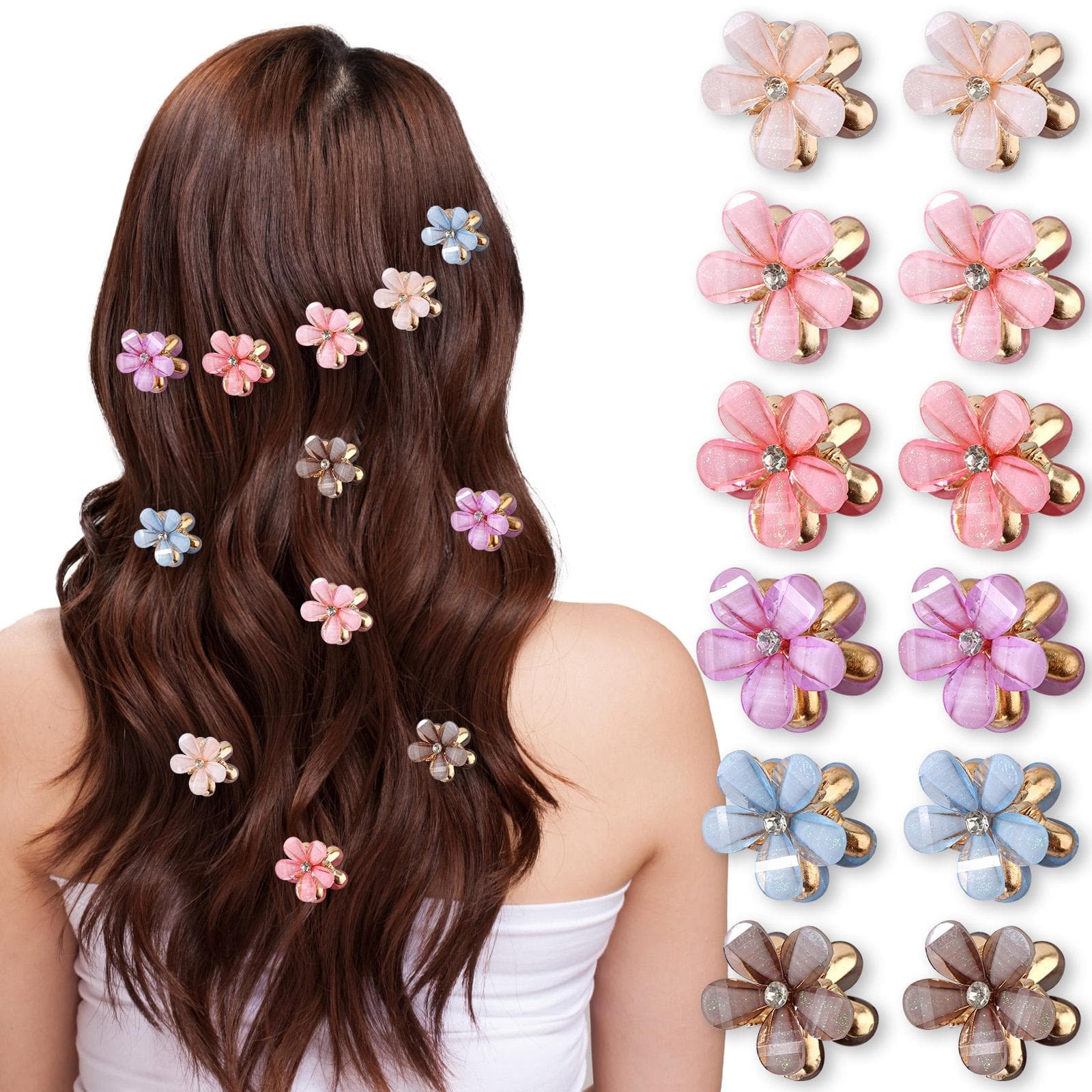 12pcs Mini Hair Clips Small Grip Claw Kids Hair Clamps Pinning Bangs Hair Decoration Girls multicolour