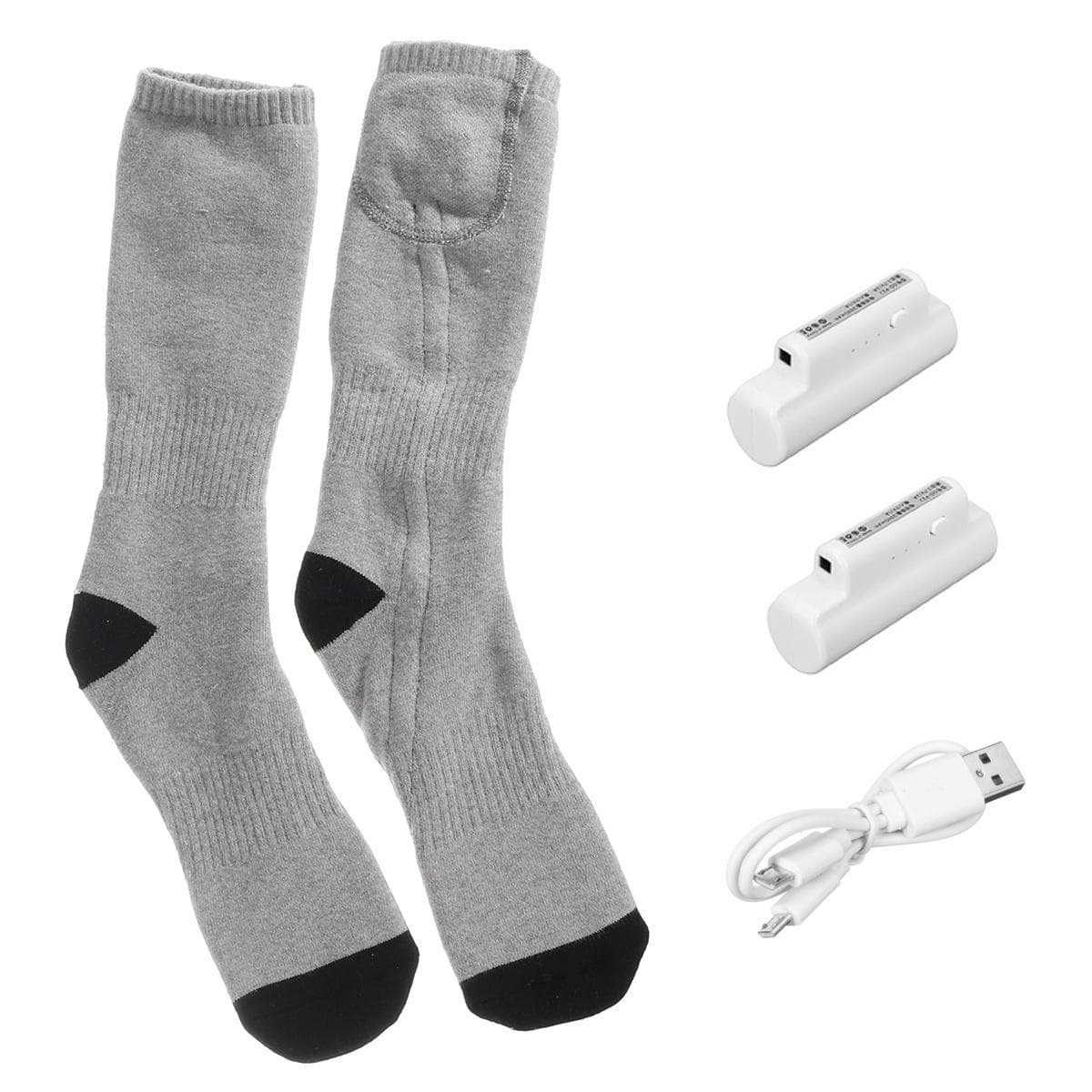 70℃ Heated Socks Battery Powered Electric Winter Heat Insole Mens Women Thermal Foot Warmer Socks for Outdoor Skiing Angling Moto Cycling with battery grey
