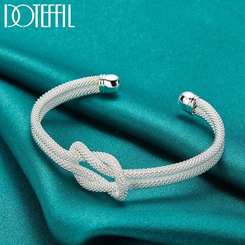 925 Sterling Silver Weave Bangle Fashion Jewelry 65mm