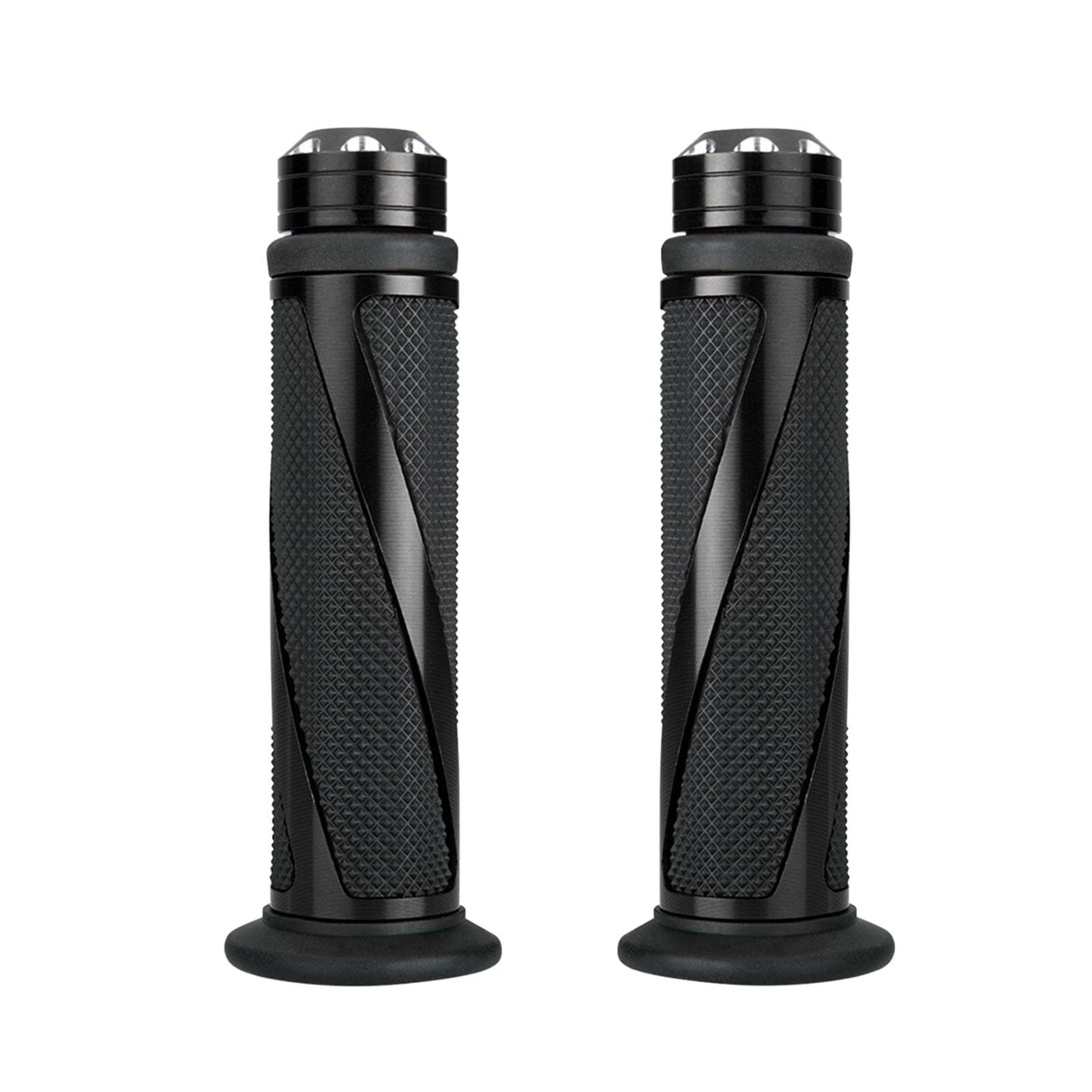 Universal Motorcycle Twill Shape Metal Rubber Hand Grips Throttle Grip Handle For 7/8'' 22mm black