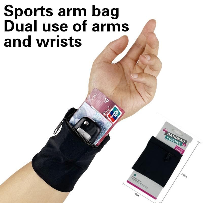 1Pc Zipper Running Bags Lightweight Wrist Wallet Pouch For Phone Key Card Sweatband Gym Fitness Sports Cycling Wristband Arm Bag black