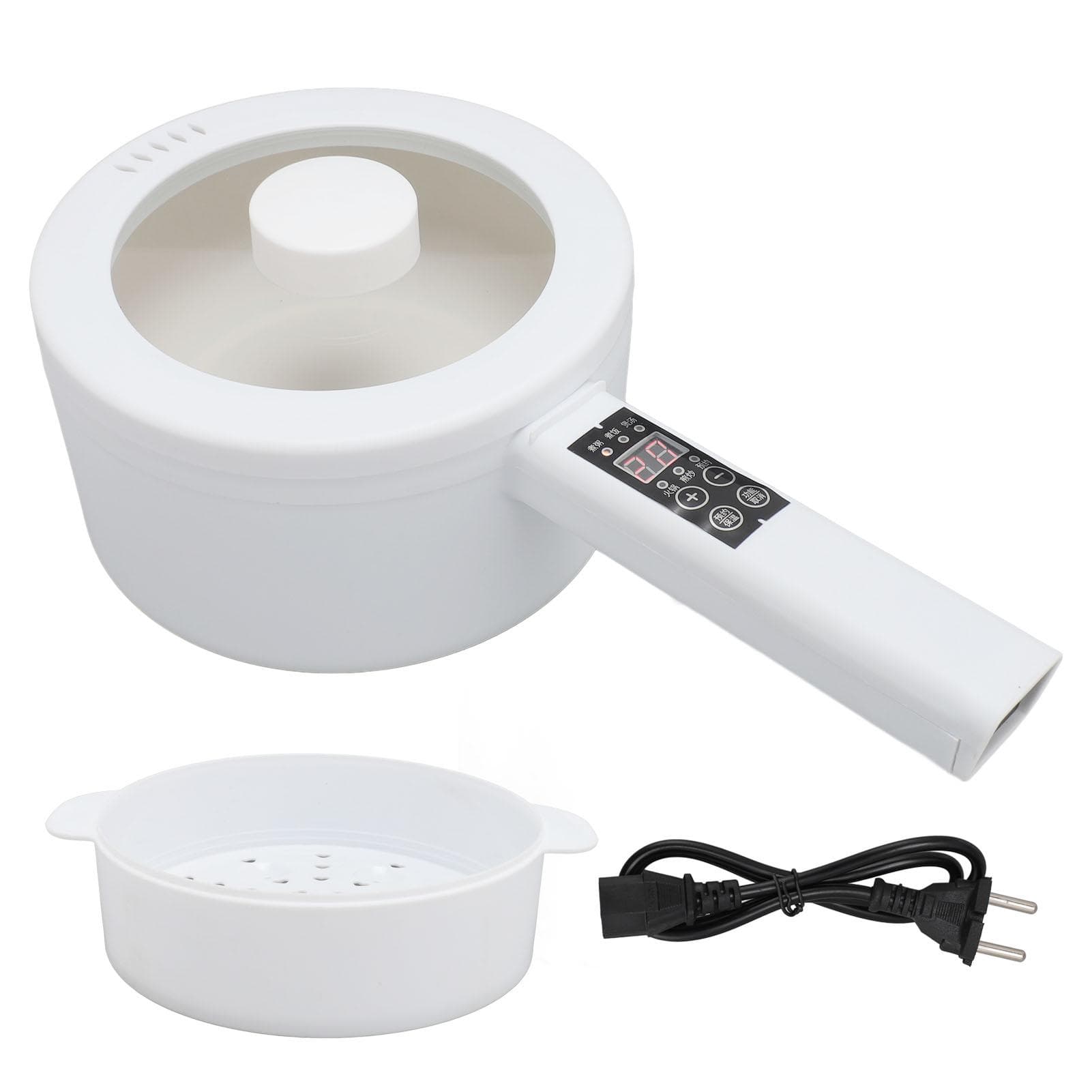 Electric Cooking Pot with Steaming Pot 600W 1.8L Long Handle Portable Multifunction Noodle Cooker L