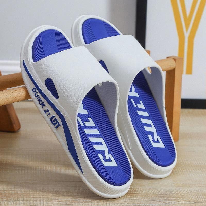 New Summer Slippers Fashion Men's Slippers Casual Soft Sole Thick Sole Beach Shoes Indoor Slippers Men 44-45 blue