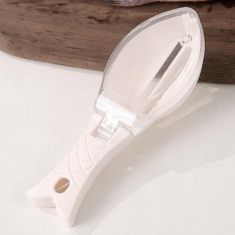 Fish Scales Graters Scraper Fish Cleaning Tool Scraping Scales Device with Cover Home Kitchen Cooking Fishing Tool Pesca Tackle white