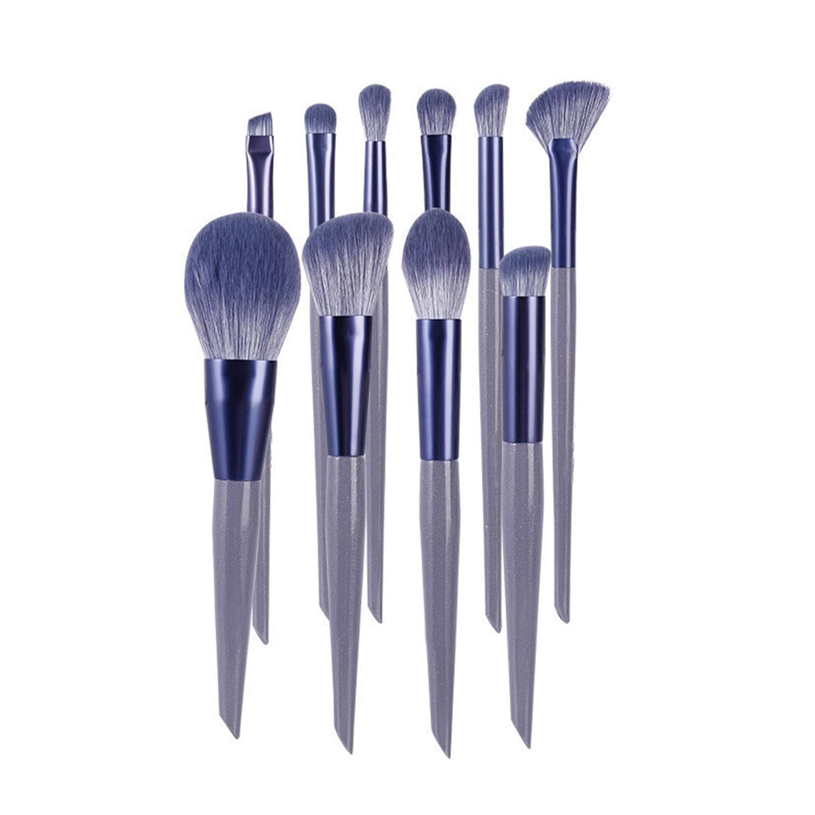 10pcs Makeup Brush Set Soft Hair Eyeshadow Brushes for Loose Powder Blush Concealer Purple