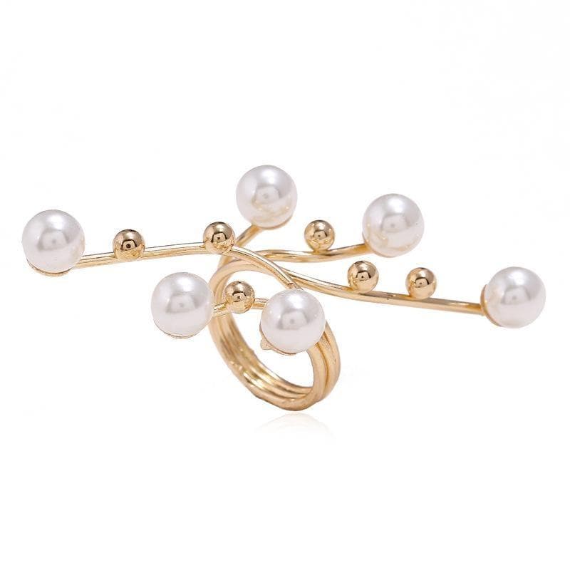 1PC Elegant Exaggeration Simulation Pearl Rings For Women Fashion Accessories Wedding Party Jewelry Gift gold