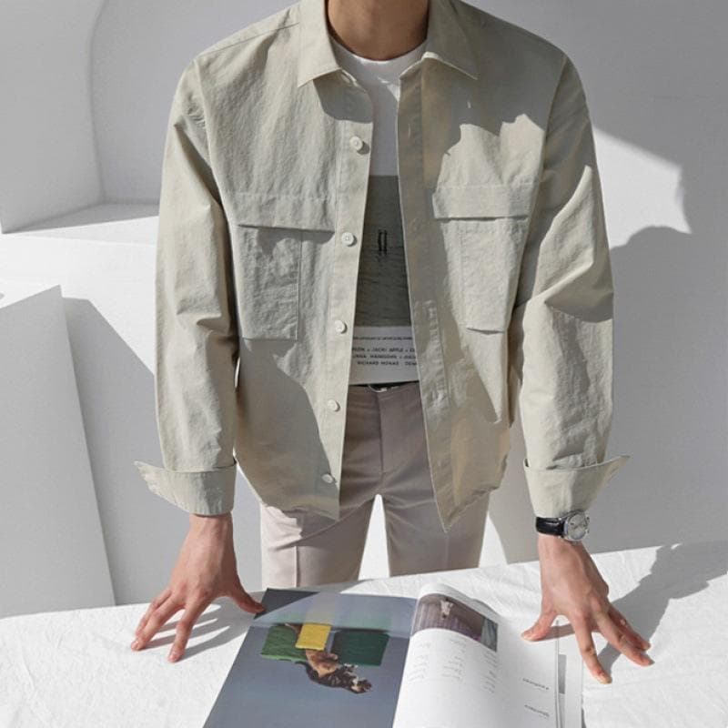 Long-sleeved Shirt for Men In Spring and Autumn Korean Style Loose Casual Jacket with Work Shirt Inside 2XL