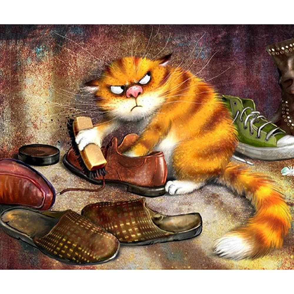 Full DIY 5D Diamond Painting Cat brush shoes Cross Stitch Diamond Embroidery Diamond Mosaic 20X30CM