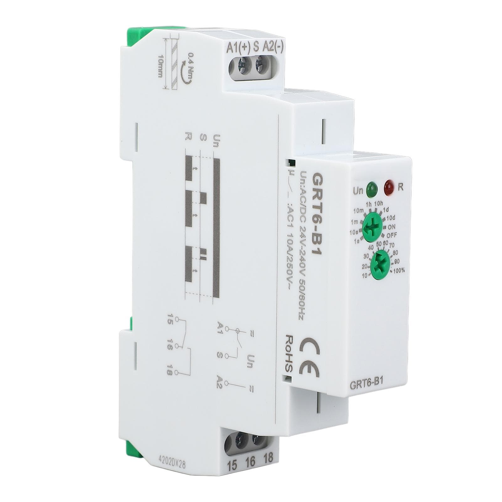 Time Relay 0.1s to 10 Days Delay Off Single Function Relay Switch with LED Indicator DIN Rail Mount