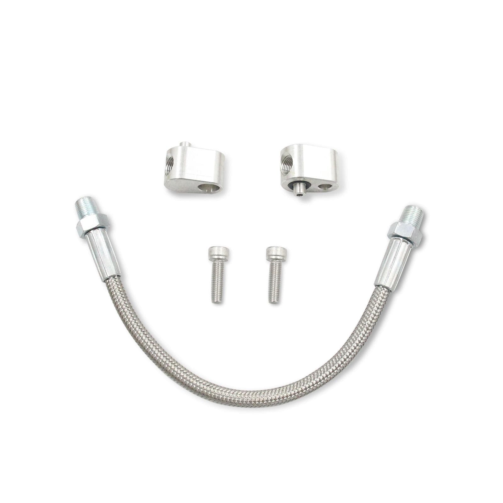 LS Engine 3Bolt DBC DBW Gen 3 Throttle Body Bypass Aluminum Braided Hose Kit Coolant Crossover silver