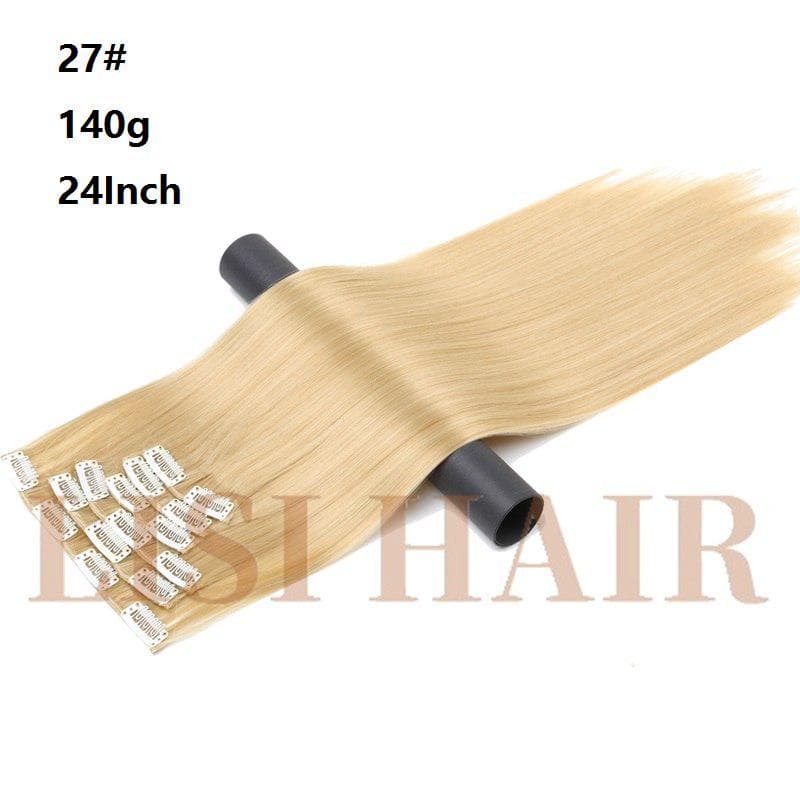 Hair Extension Synthetic Straight Hair Clips For Women Pure Color 150g High Temperature Fiber