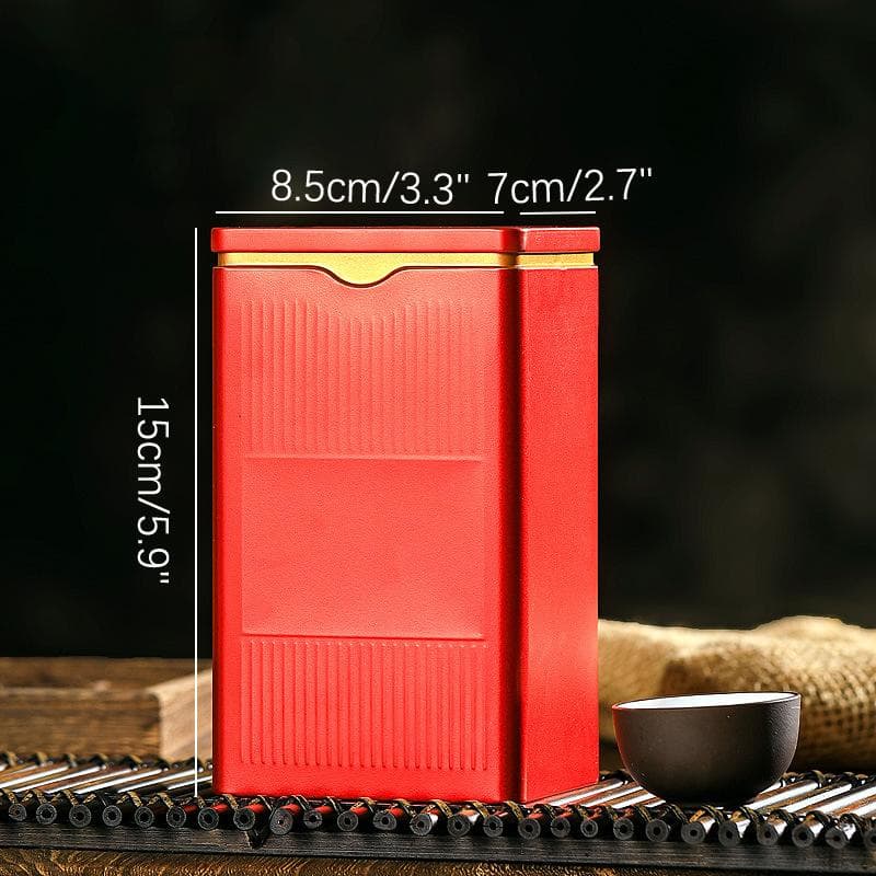 Portable Tea Box Solid Color Tea Sealed Box Teaware Storage Container Tinplate Can Coffee Sugar Box Kitchen Storage L red