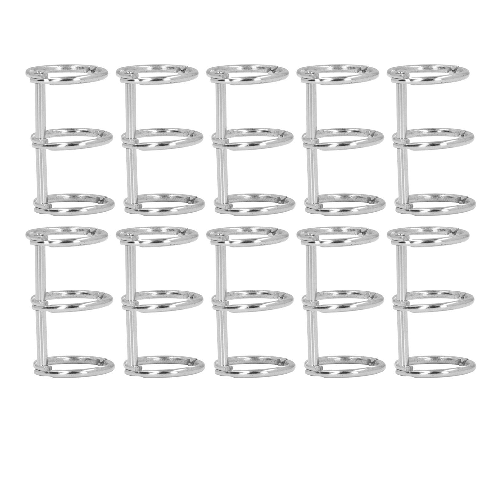 10Pcs 3 Ring Metal Loose Leaf Binders Stainless Steel Book Rings Photo Album Binding Spines for
