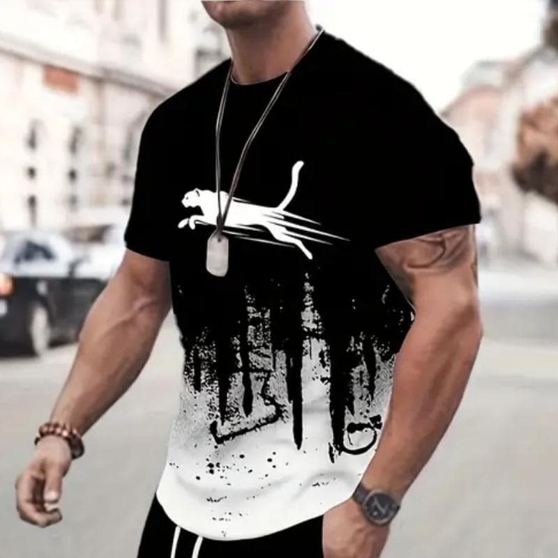Animal T-Shirts For Men 3d Print T-Shirt Mens Sports T-Shirt Street Fashion Short Sleeve Tee Shirts Loose Oversized Men Clothing XS