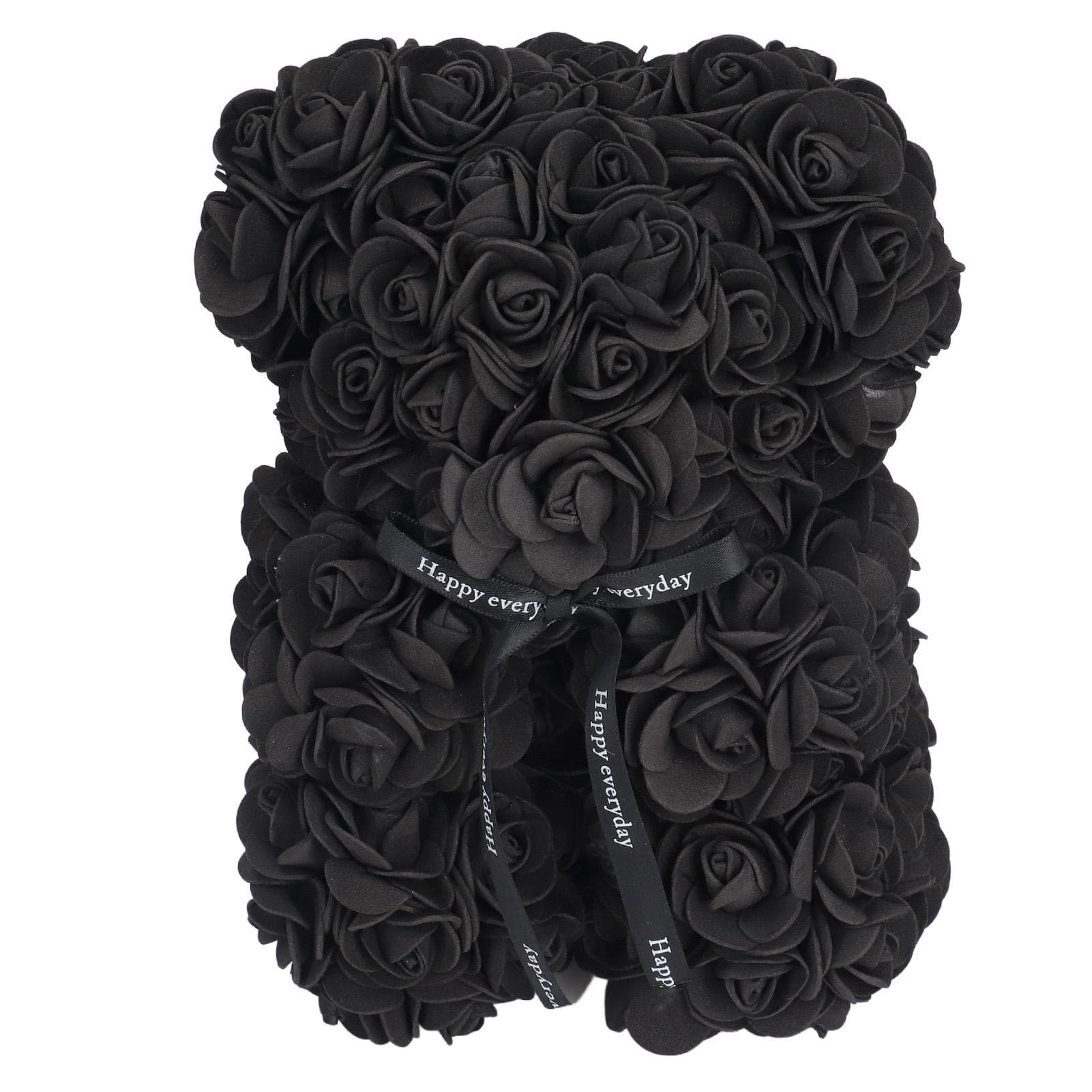 25cm Rose Shaped Bear Valentine s Day Artificial Flower Bear Romantic Christmas Gift for Wife black