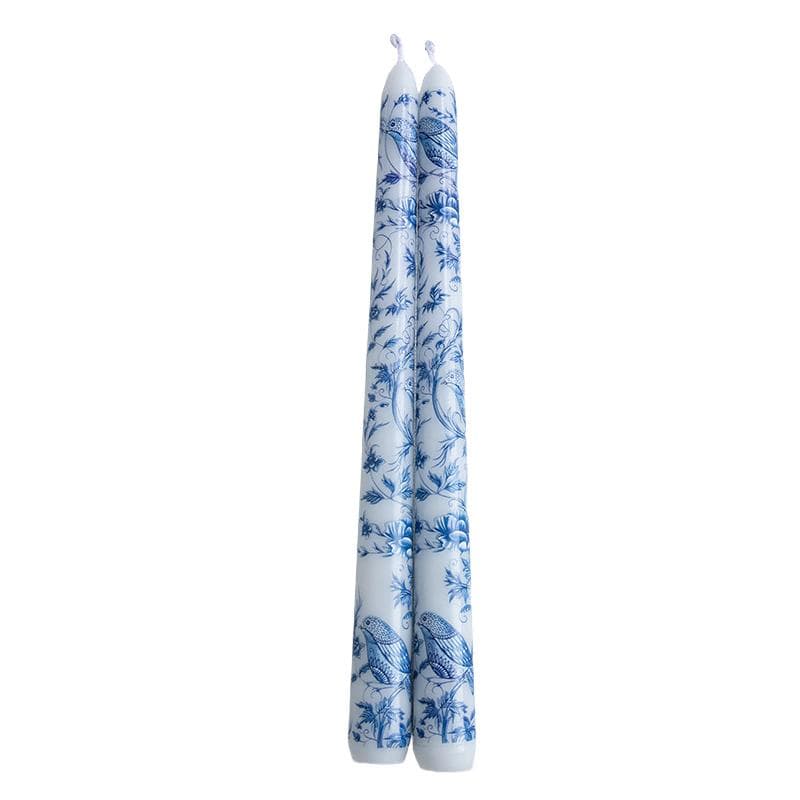2PC/Set Printed Long Rod Candles Dinners Single-Wick Chinese Blue And White Porcelain Long Candle Party Candlelight Home 25cm