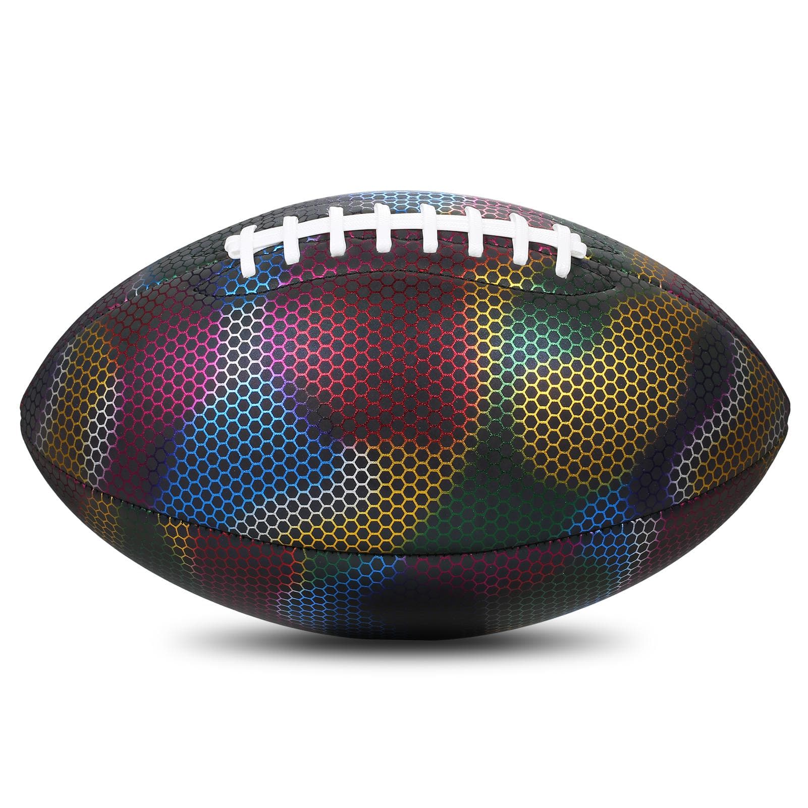 Holographic Reflective Football Glowing Luminous Rugby Indoor Outdoor Leather Football Gifts for multicolour
