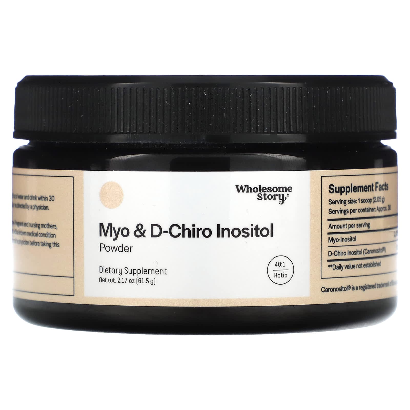 Wholesome Story, myo-inositol, d-chiro-inositol, powder flavor, 40:1, 61.5g (2.17oz)