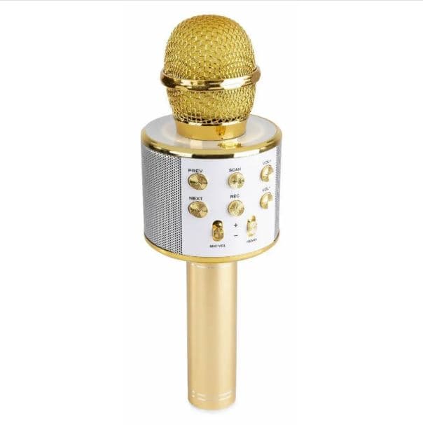 Microphone Karaoke bluetooth speaker Gold Gold for Smartphone and Tablet yellow