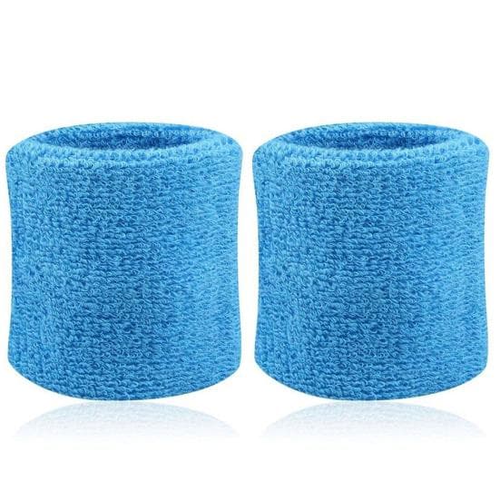 2Pcs Cotton Wristbands Wrist Band Bands Sweatbands Sweat Band for Sport Tennis sky blue