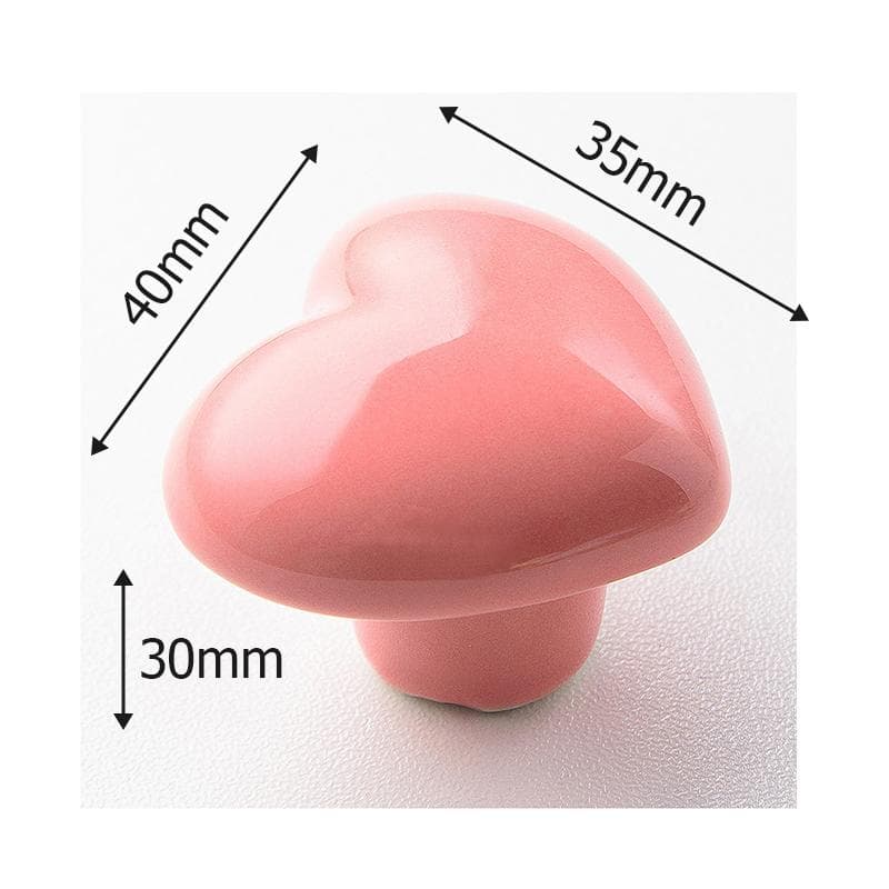 1Pcs Door Knobs Handles Ceramic Cartoon Cabinet Knobs And Handles Colorful Heart Drawer Closet Handles Kids Room Handle dark pink